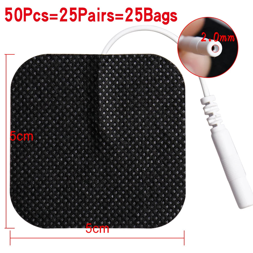 50 / 100 pcs 5×5 cm Self‑Adhesive Electrode Pads — EMS / TENS Muscle Stimulator Patches