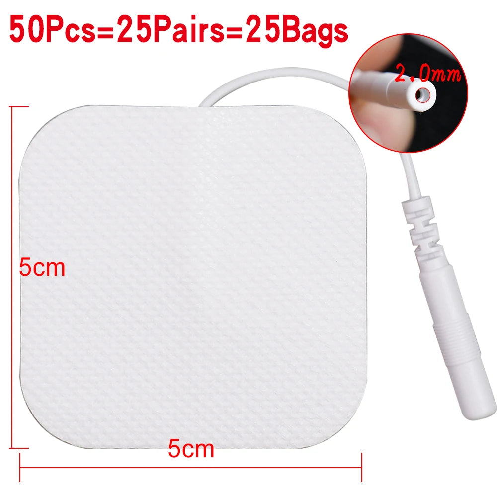 50 / 100 pcs 5×5 cm Self‑Adhesive Electrode Pads — EMS / TENS Muscle Stimulator Patches