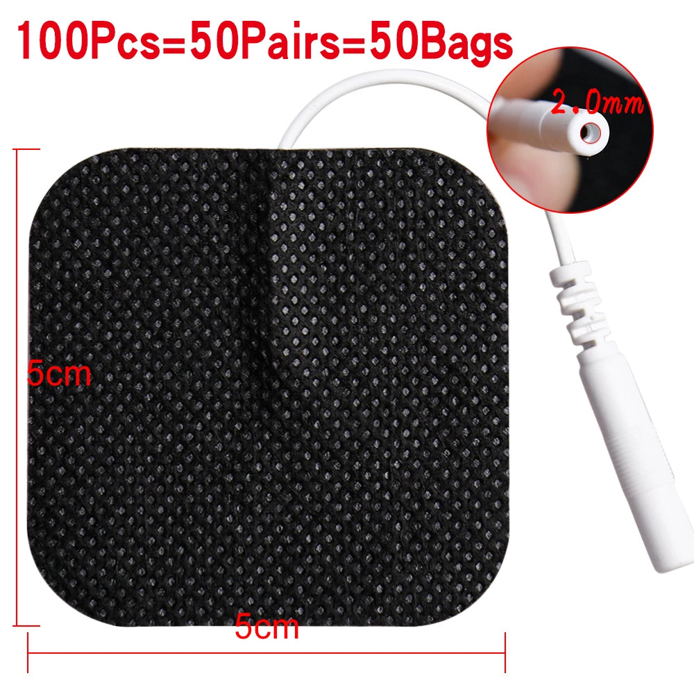 50 / 100 pcs 5×5 cm Self‑Adhesive Electrode Pads — EMS / TENS Muscle Stimulator Patches